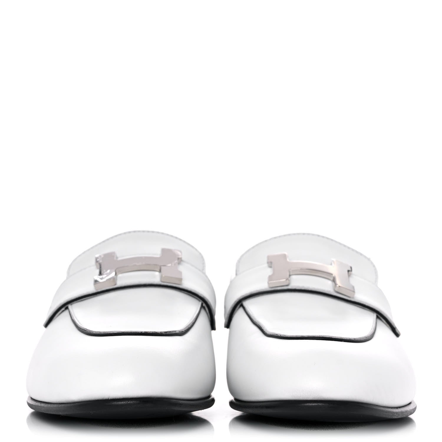 Hermes Calfskin Womens Paris Loafers 36.5 White 2 of 9