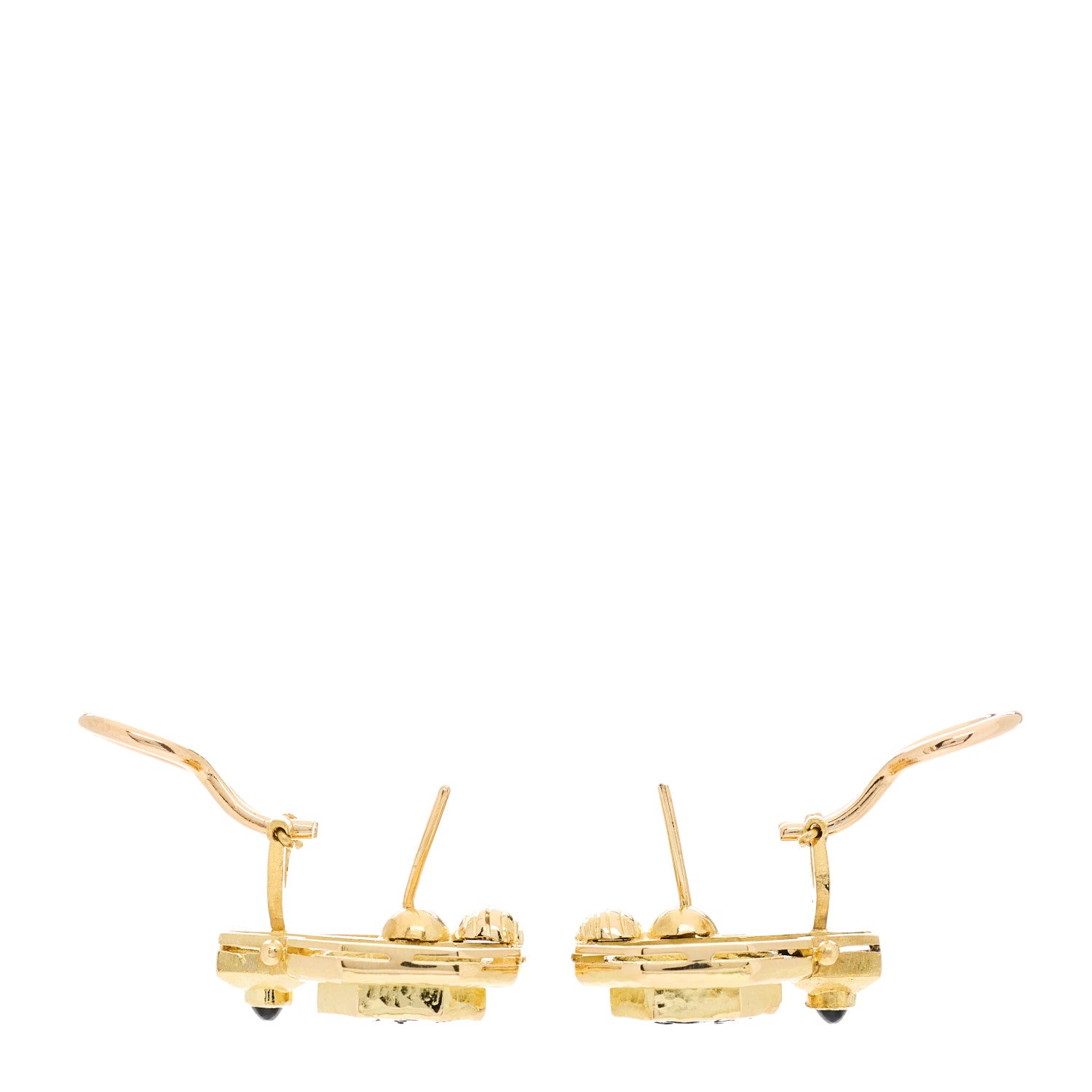 Elizabeth Locke 18K Yellow Gold Venetian Glass Black Onyx Cherub Seahorse Intaglio Earrings 3 of 4