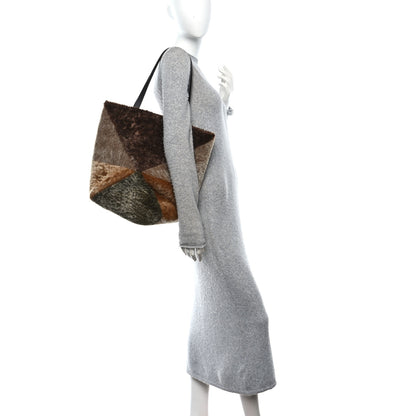 Loewe Shearling Large Puzzle Fold Tote Multicolor 2 of 10