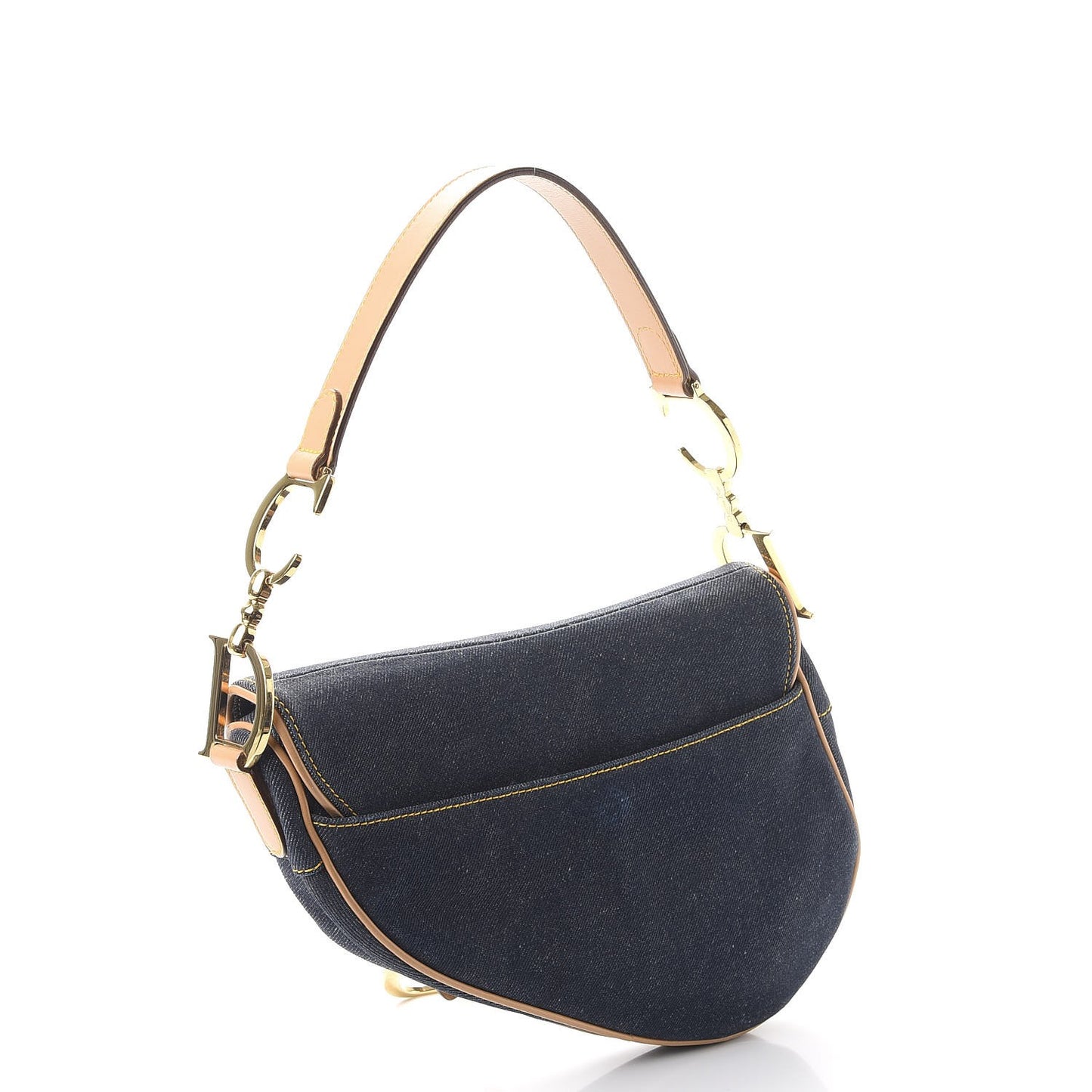 Denim Calfskin Saddle Bag Blue