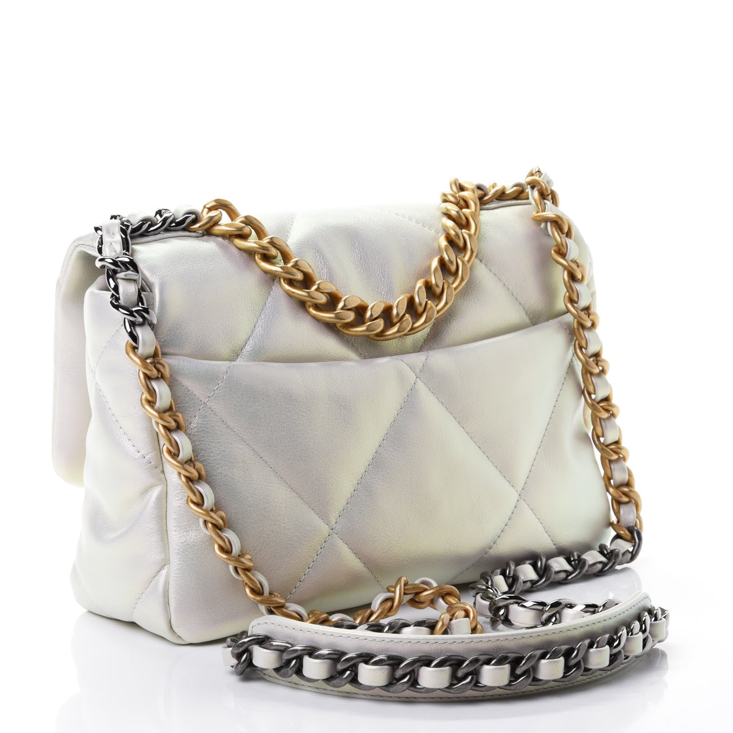 Chanel Iridescent Calfskin Quilted Medium Chanel 19 Flap White 2 of 4