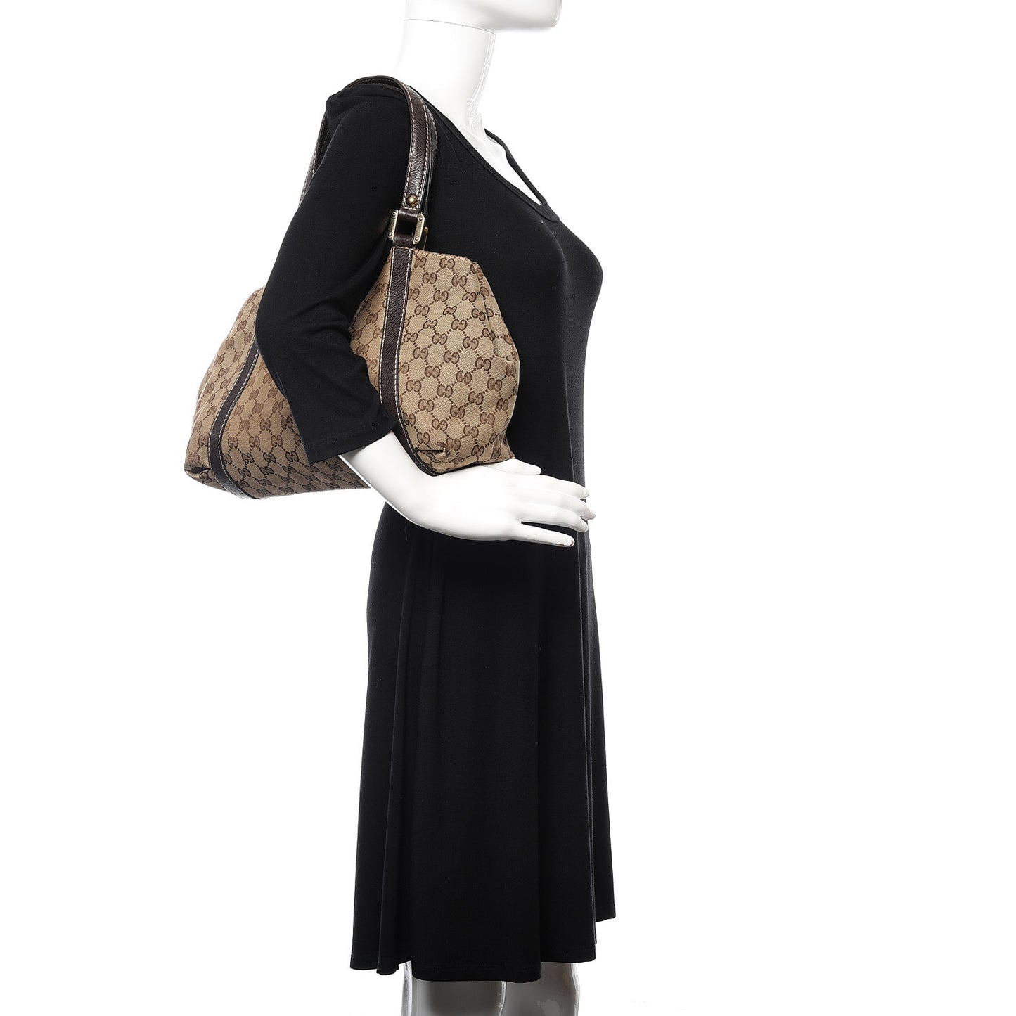 Monogram Medium New Ladies Web Tote Dark Brown