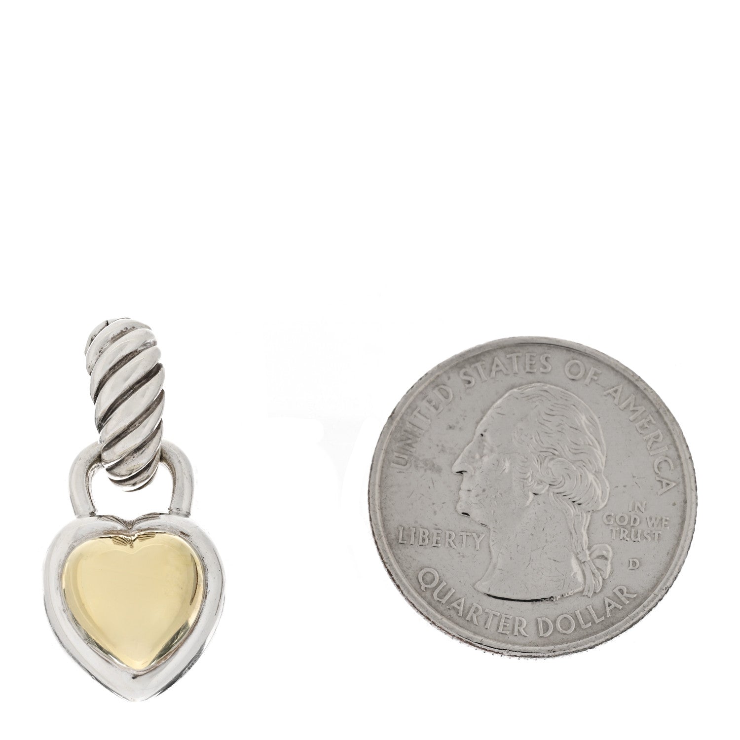 David Yurman Sterling Silver 14K Yellow Gold Heart Enhancer Pendant 2 of 3