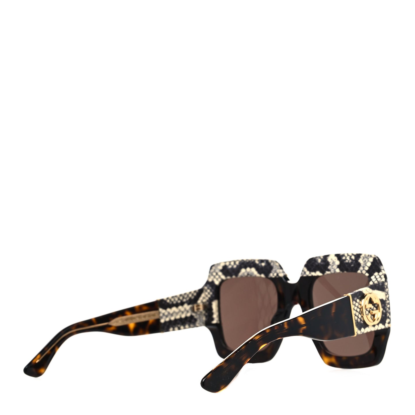 Snakeskin Acetate Square Sunglasses GG0484S Havana