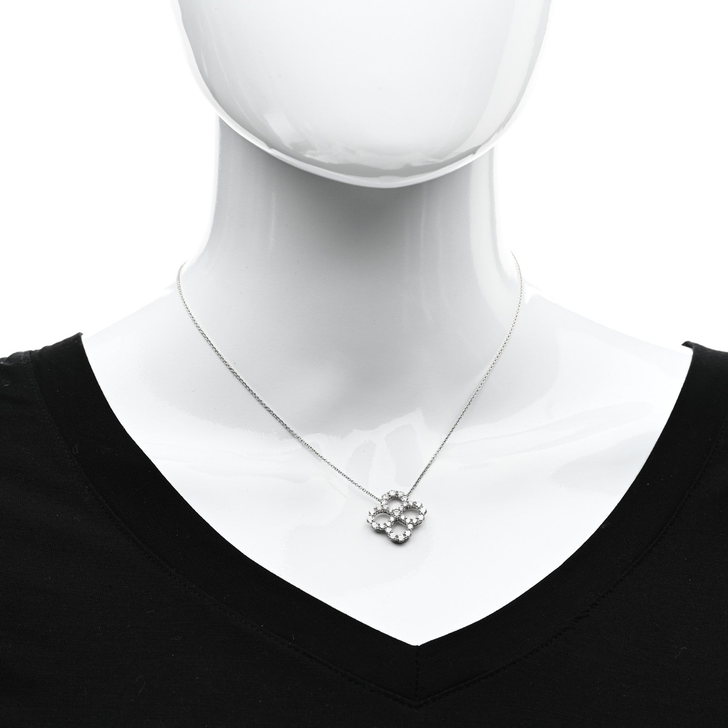Harry Winston Platinum Diamond Loop Open Motif Pendant Necklace 2 of 6