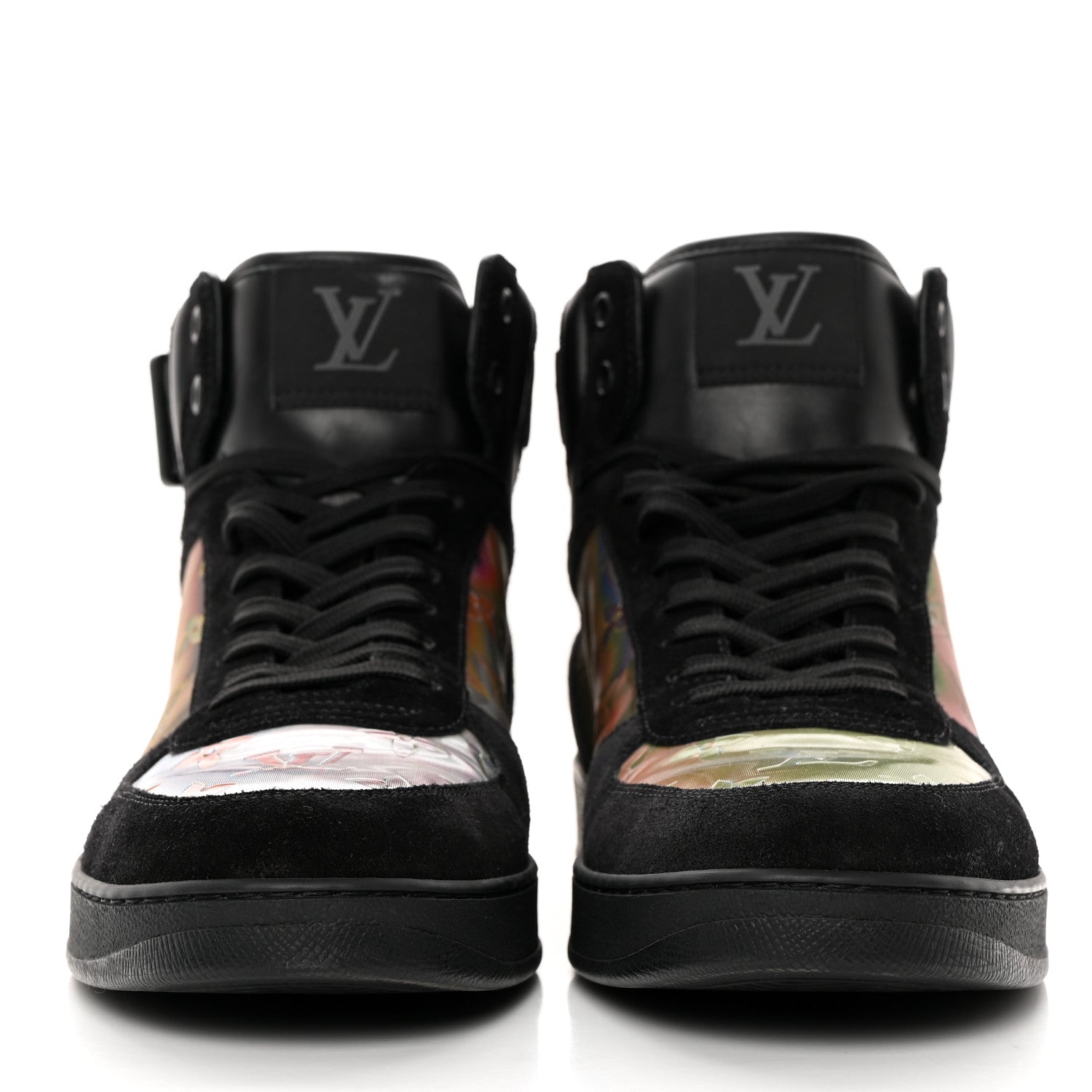 Louis Vuitton Suede Monogram Mens Rivoli High Top Sneakers 8 Black Multicolor 2 of 12