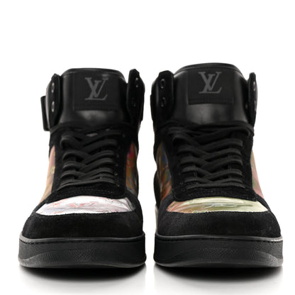 Louis Vuitton Suede Monogram Mens Rivoli High Top Sneakers 8 Black Multicolor 2 of 12