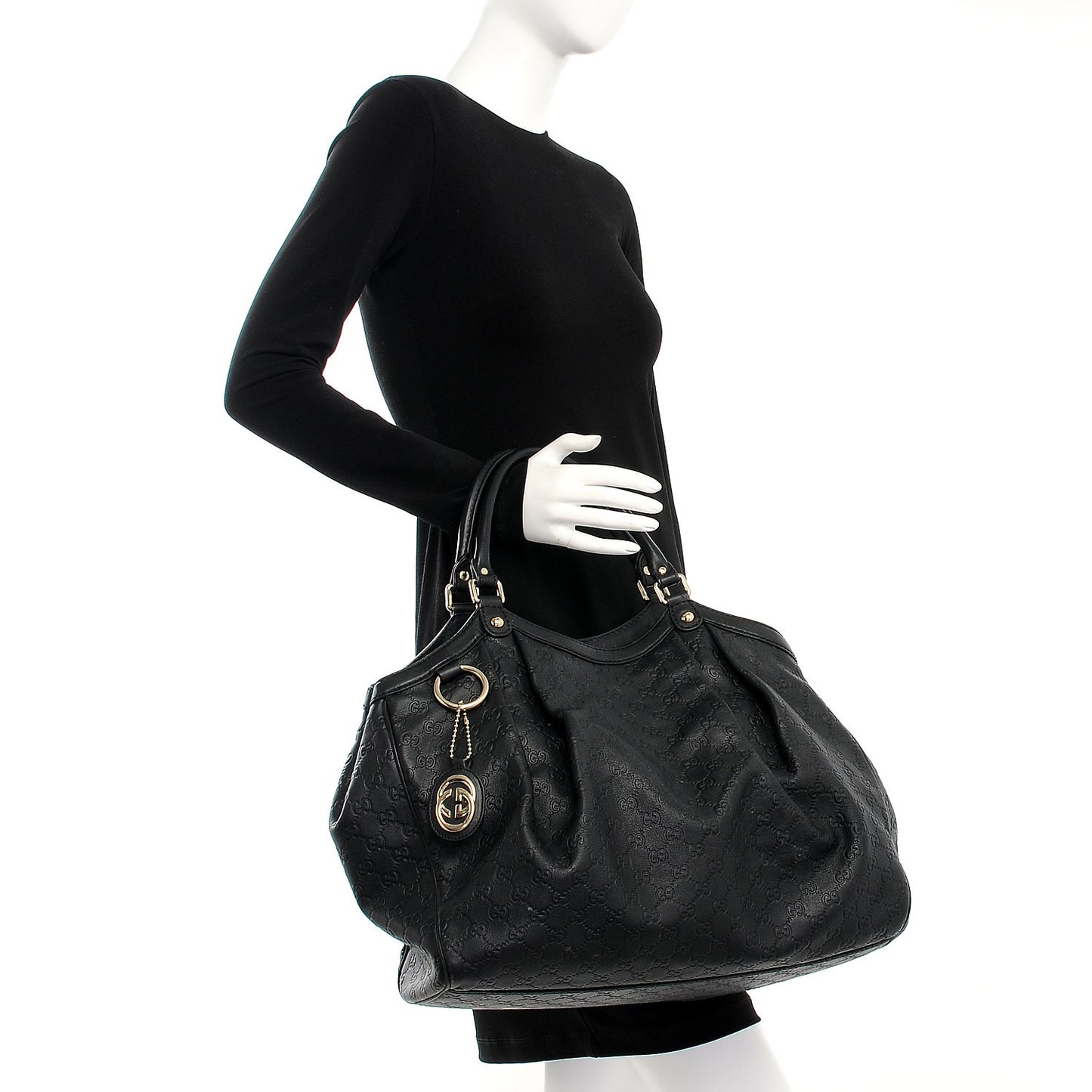 Guccissima Vitello Tender Large Sukey Tote Black