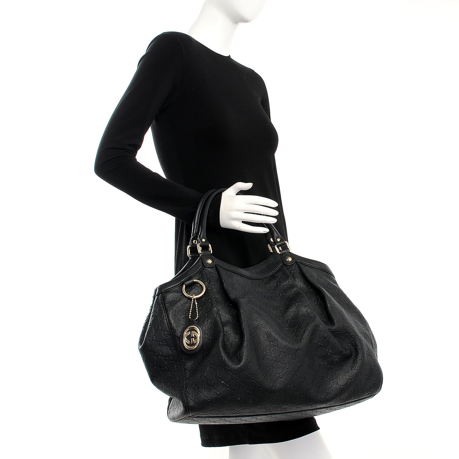 Gucci Guccissima Vitello Tender Large Sukey Tote Black 2 of 13