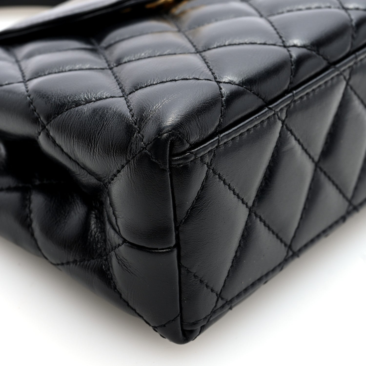 Chanel Shiny Aged Calfskin Quilted Nano Kelly Shopper Black 9 of 10