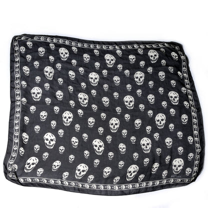 Alexander McQueen Silk Chiffon Skull Scarf Black Ivory 3 of 6