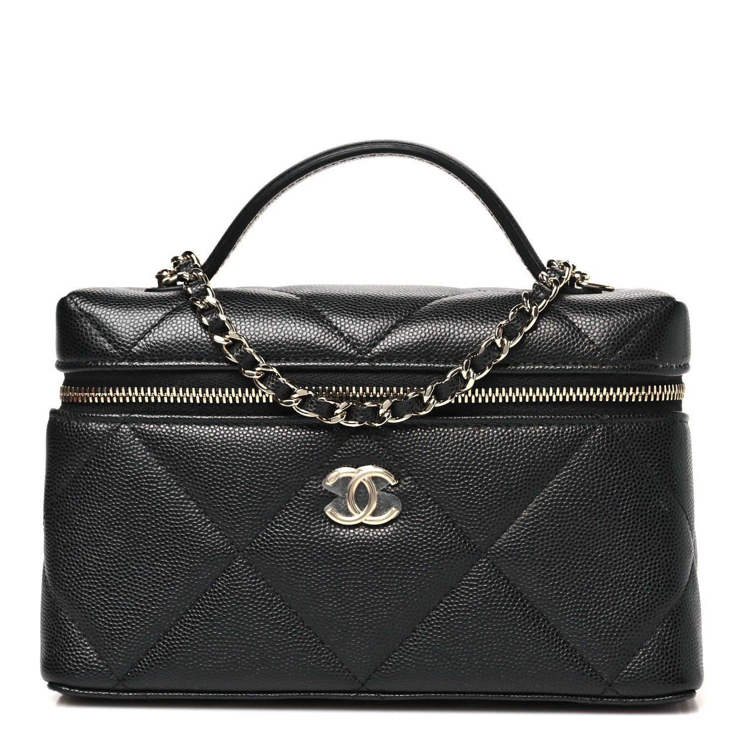 Chanel Caviar Quilted Top Handle Slim Vanity With Chain Black 1 of 11