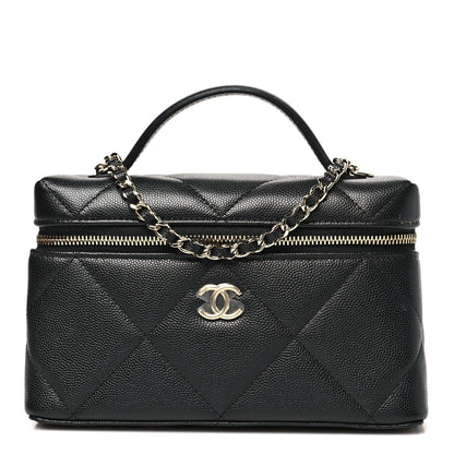 Chanel Caviar Quilted Top Handle Slim Vanity With Chain Black 1 of 11