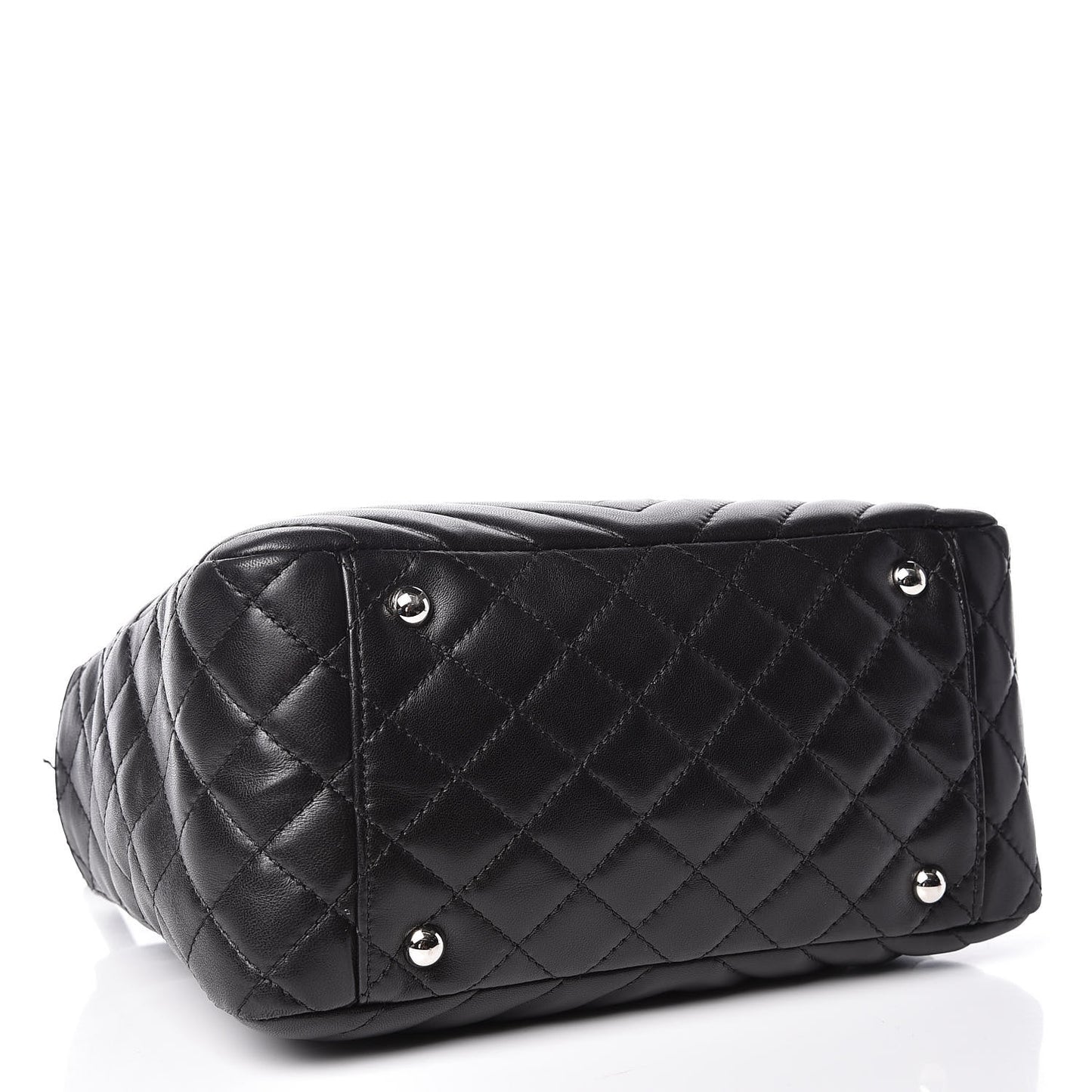 Lambskin Surpique Chevron Quilted Tote Black