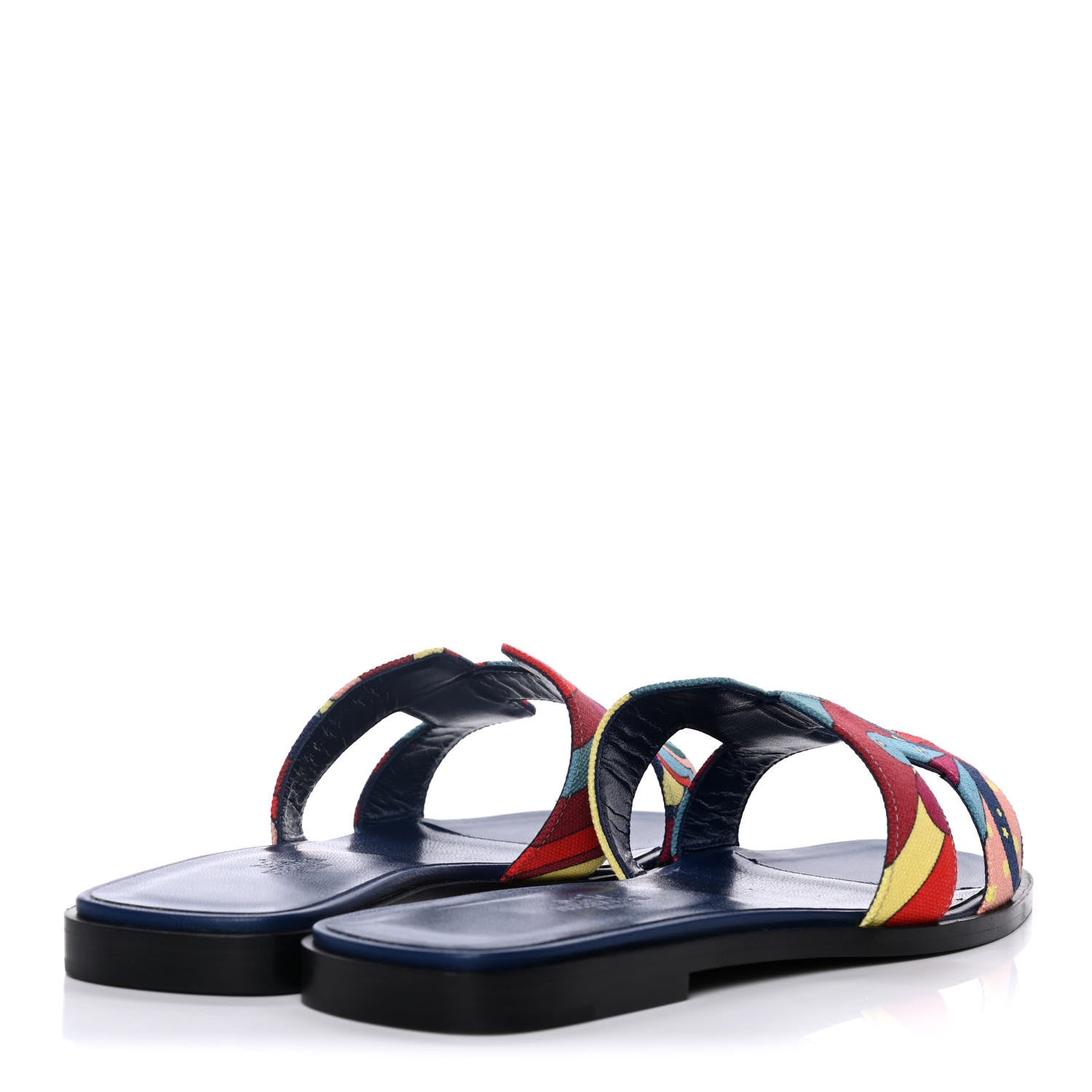 Hermes Canvas Faubourg Rainbow Oran Sandals 37.5 Multicolore Bleu Maritime 4 of 10