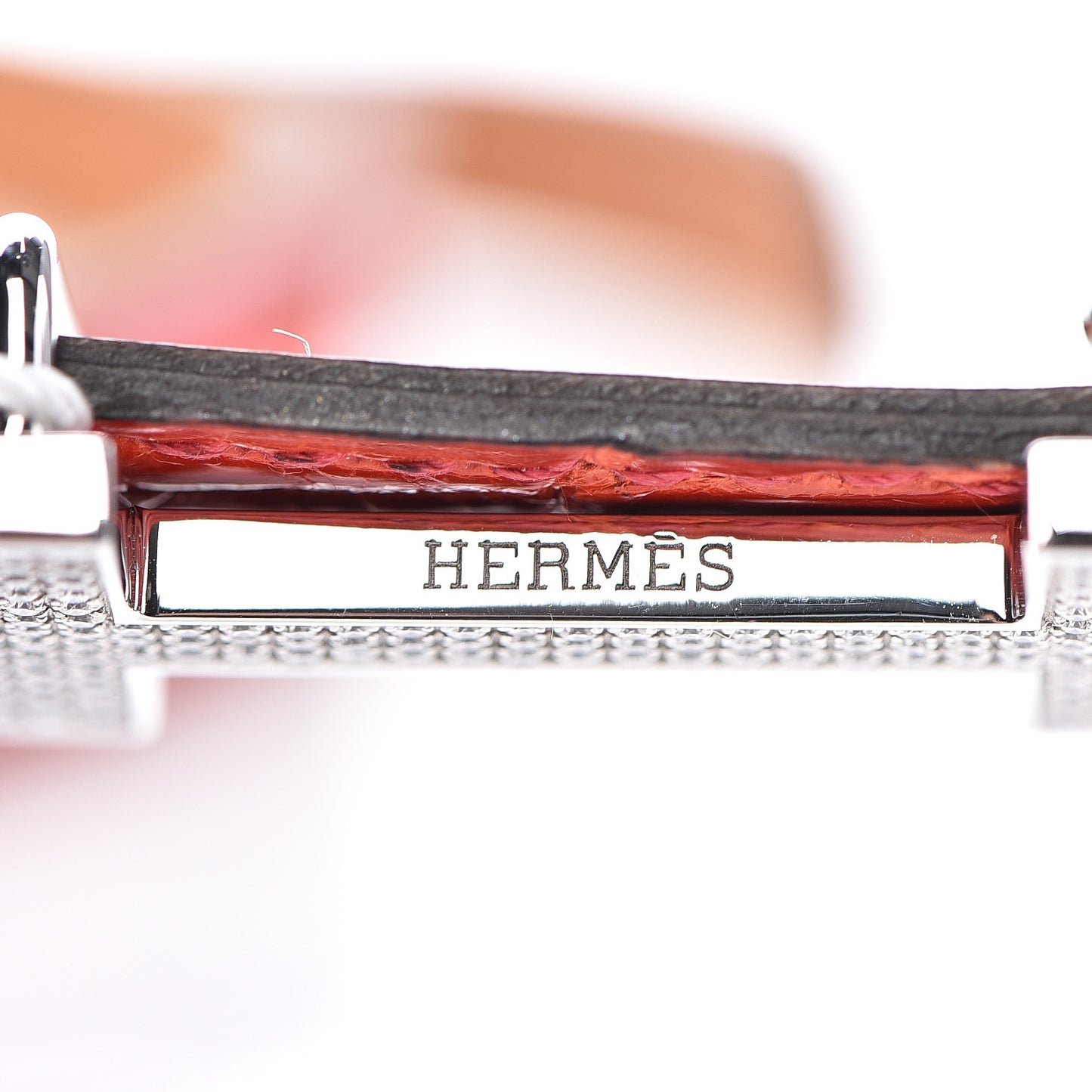18K White Gold Diamond Porosus Crocodile 13mm Focus Belt 85 Geranium
