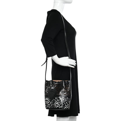 Alaia Calfskin Laser Cut Bucket Bag Black 2 of 10