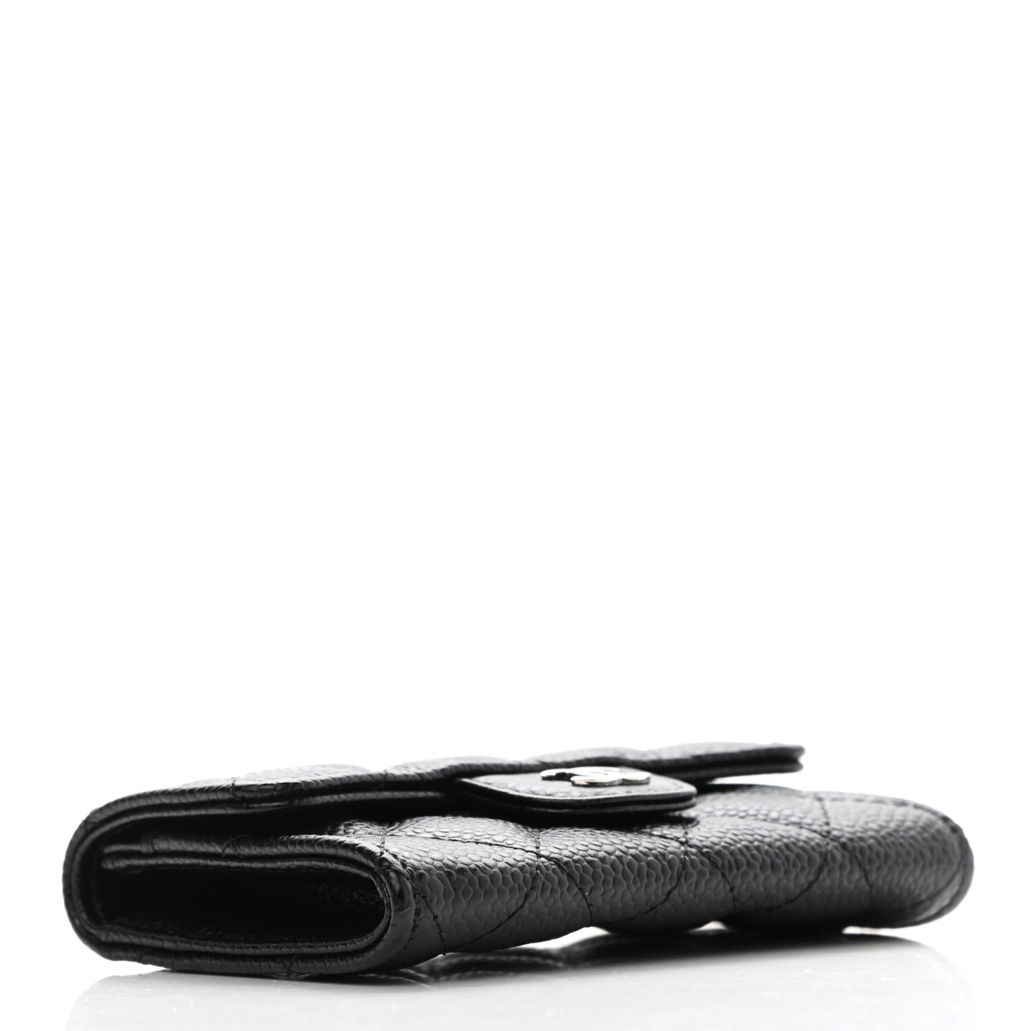 Caviar Quilted Flap Card Holder Black