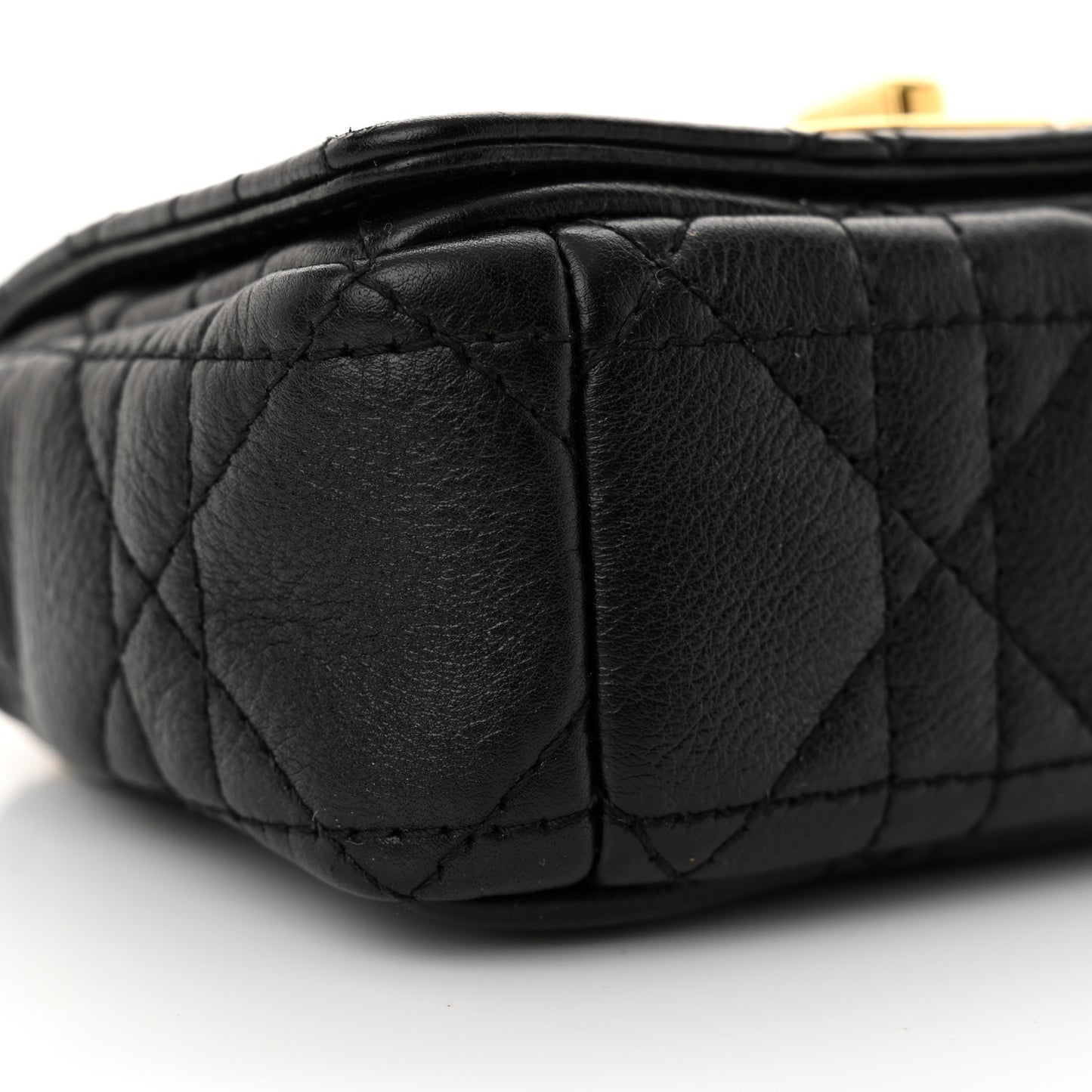 Supple Calfskin Cannage Micro Caro Bag Black