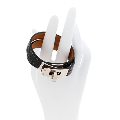 Hermes Shiny Alligator Kelly Double Tour Bracelet S Black 2 of 4