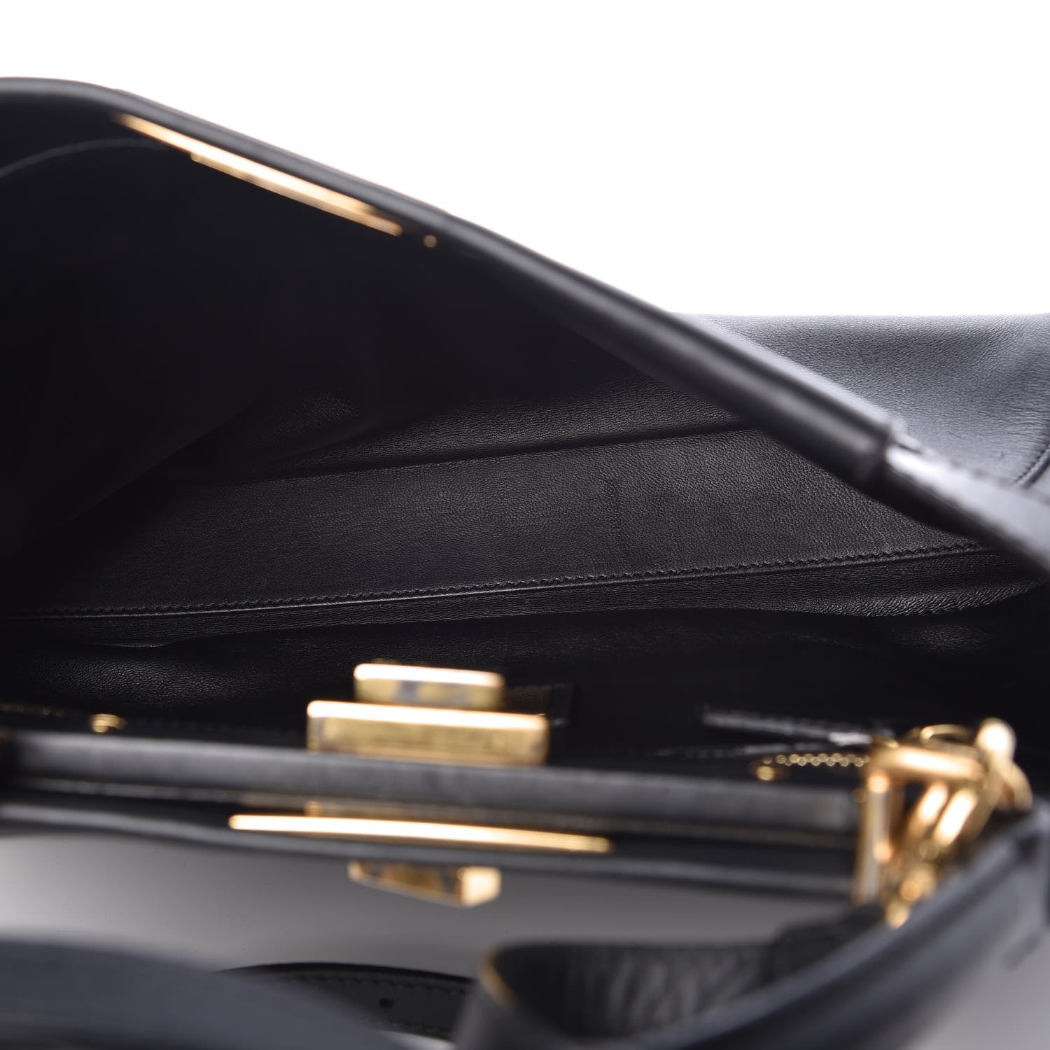 Fendi Vitello Morgan Shiny Nappa Medium Peekaboo Iconic Satchel Black 6 of 12