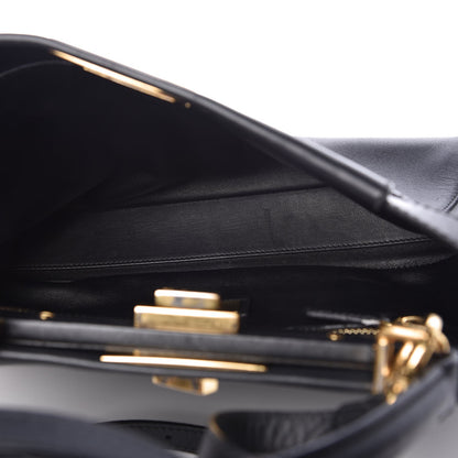 Fendi Vitello Morgan Shiny Nappa Medium Peekaboo Iconic Satchel Black 6 of 12