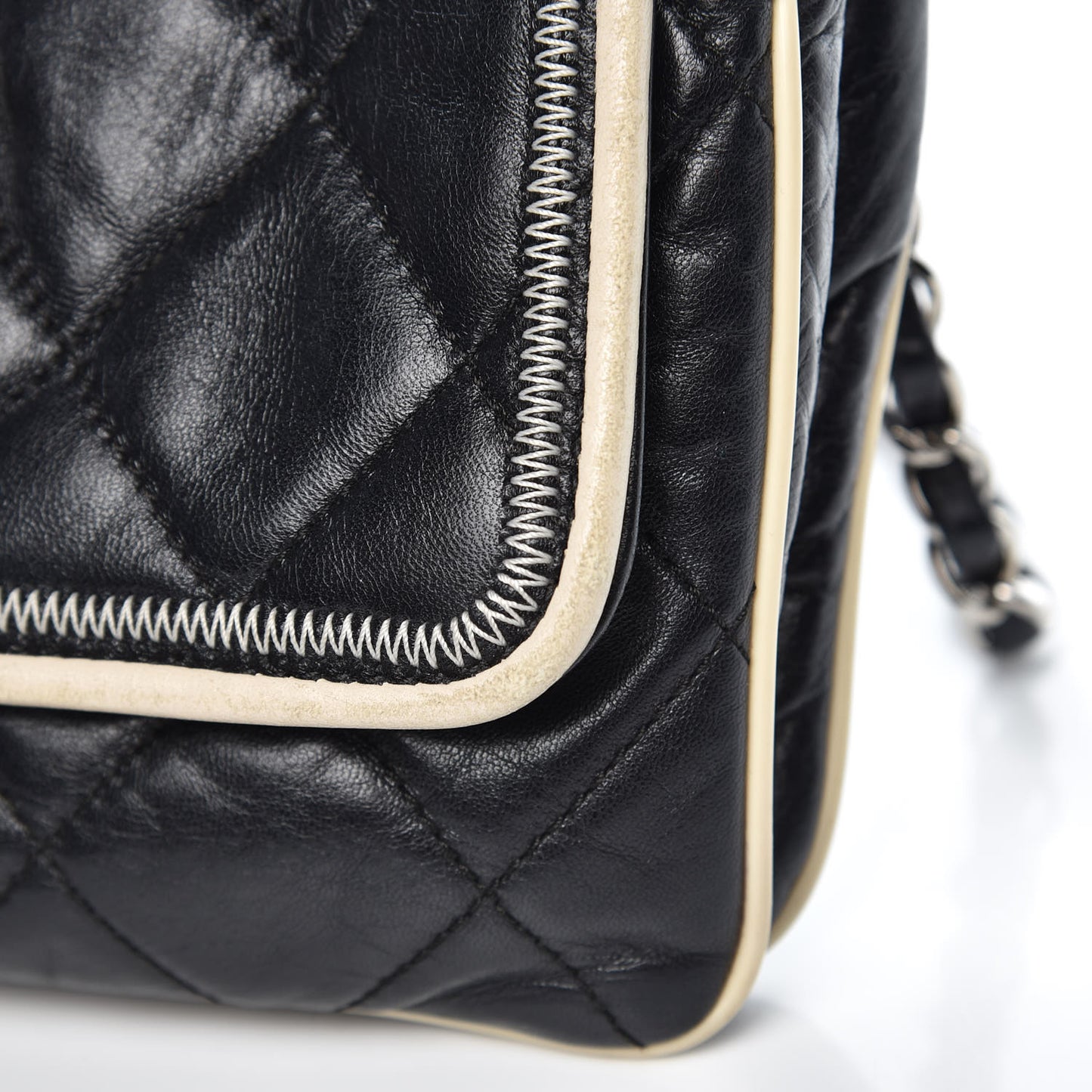 Lambskin East West Accordion Flap Black