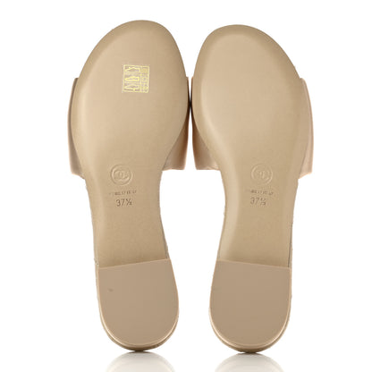 Chanel Satin Mule Sandals 37.5 Beige 5 of 9