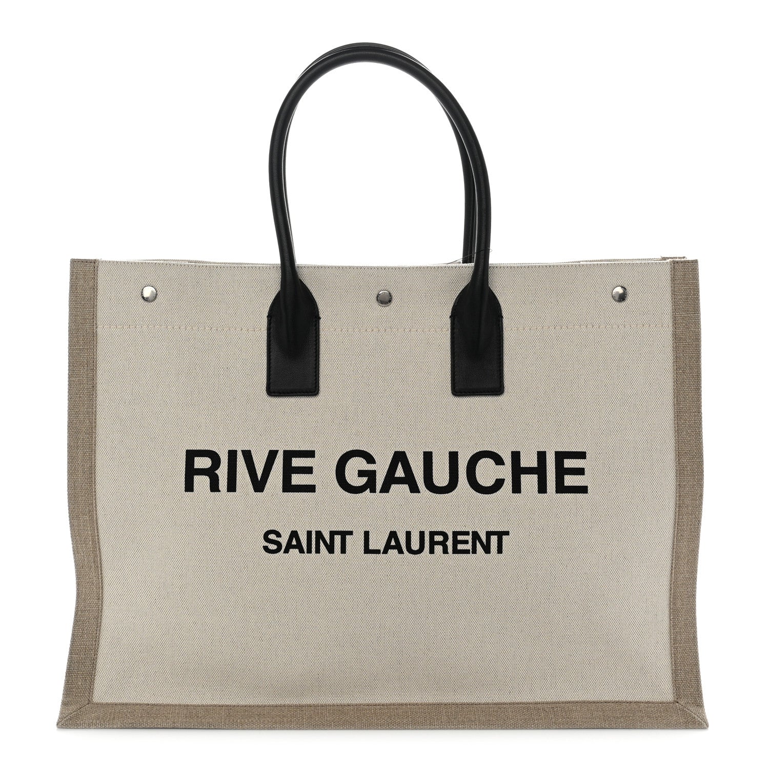Saint Laurent Linen Calfskin Rive Gauche Tote Optic White 1 of 10