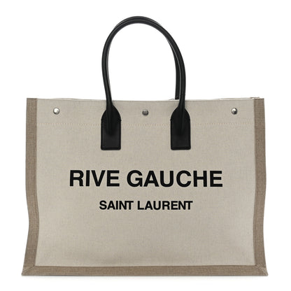 Saint Laurent Linen Calfskin Rive Gauche Tote Optic White 1 of 10