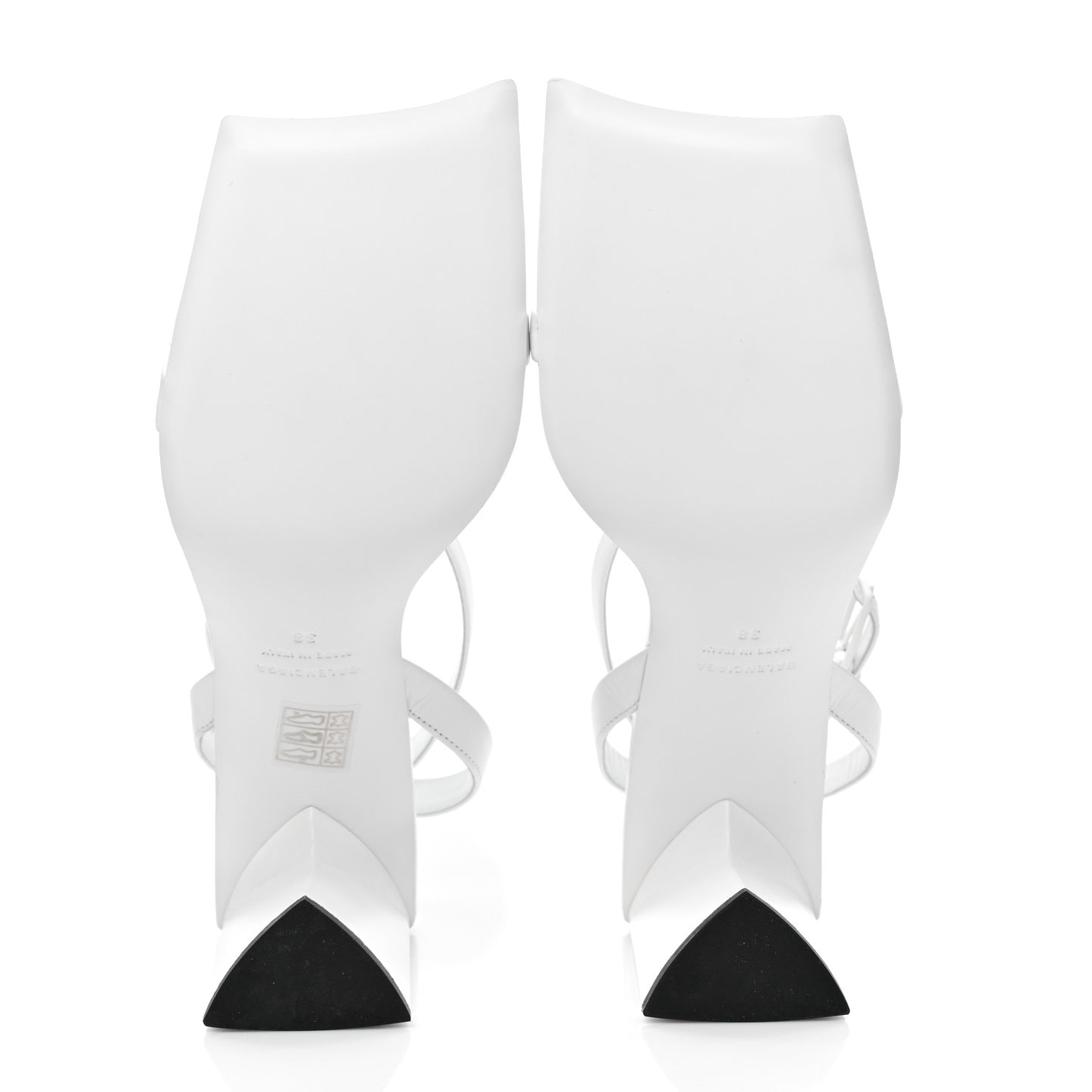 Smooth Calfskin Moon Square Toe 90mm Sandals 38 Optical White