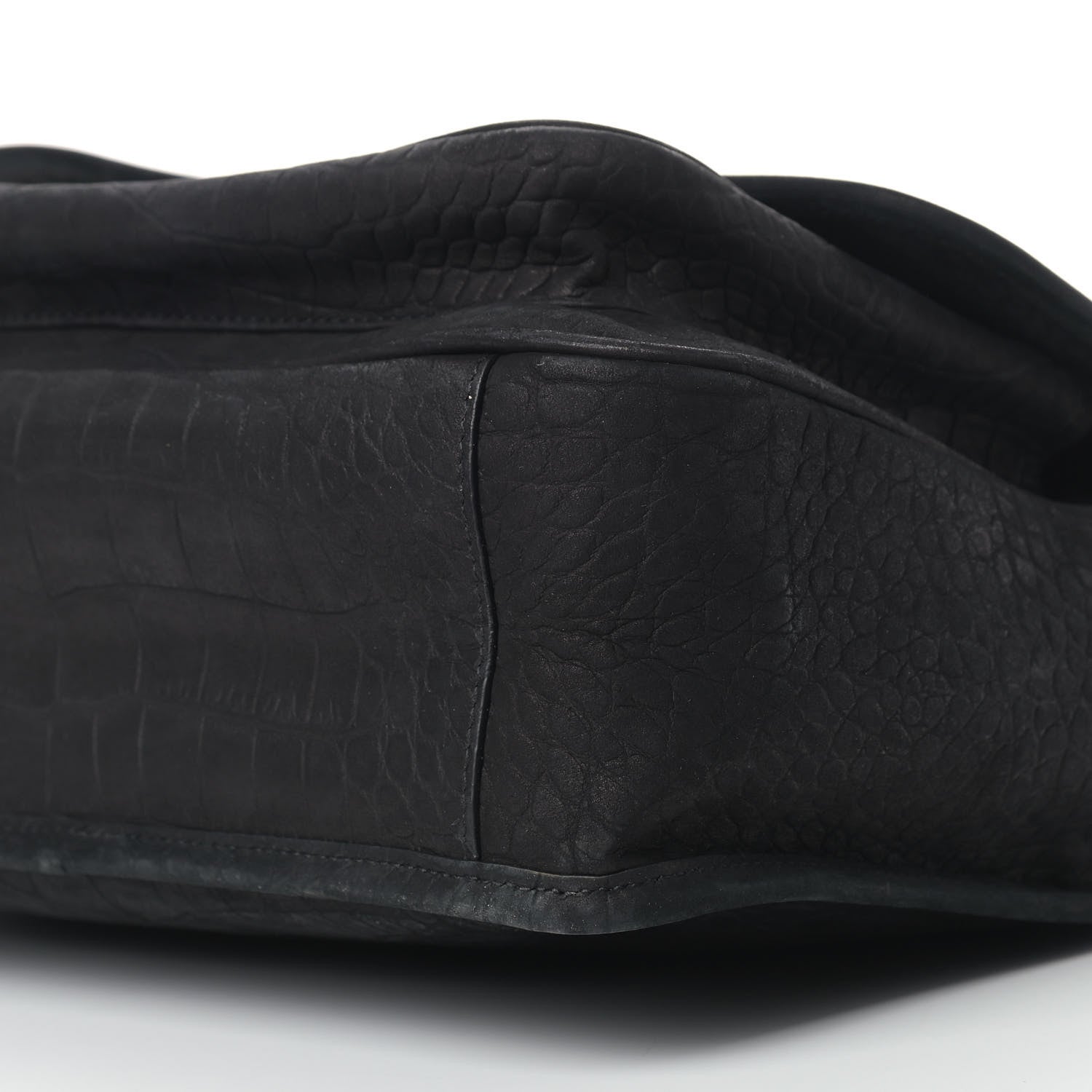 Saint Laurent Nubuck Crocodile Embossed Monogram Medium Niki Chain Satchel Black 9 of 10
