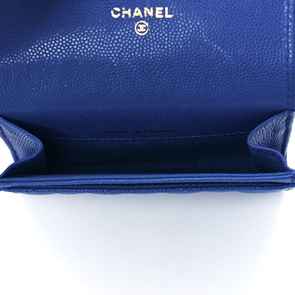 Chanel Caviar Quilted Flap Card Holder Wallet Blue 4 of 11