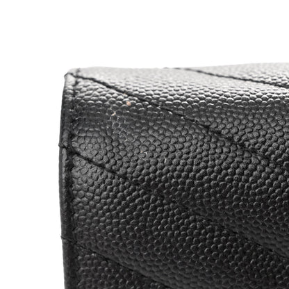 Saint Laurent Grain De Poudre Matelasse Chevron Monogram Monochrome Chain Wallet Black 12 of 12
