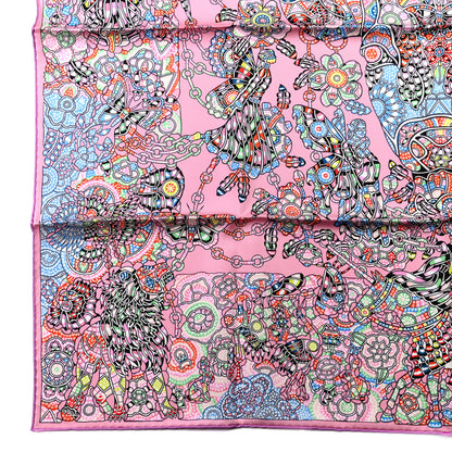 Hermes Silk La Legende de La Foret Scarf 90 Rose Bleu Black 6 of 6