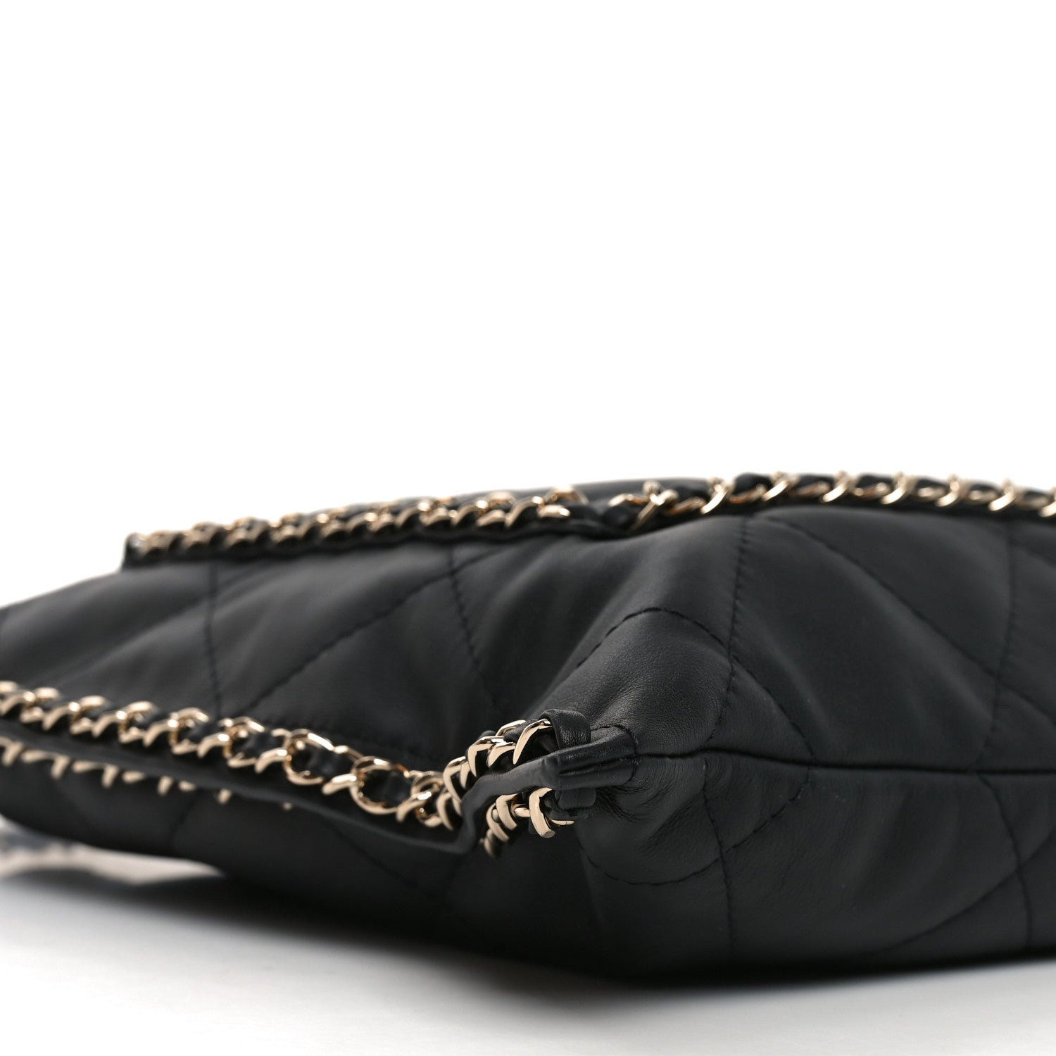 Chanel Calfskin Quilted Chain Flat Tote Black 9 of 10