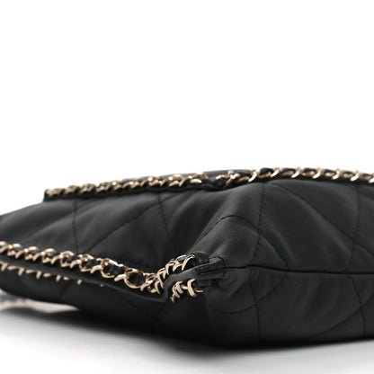 Chanel Calfskin Quilted Chain Flat Tote Black 9 of 10