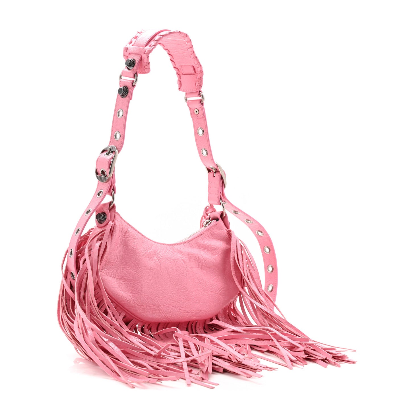 Agneau Arena Le Cagole Fringe Shoulder Bag XS Sweet Pink