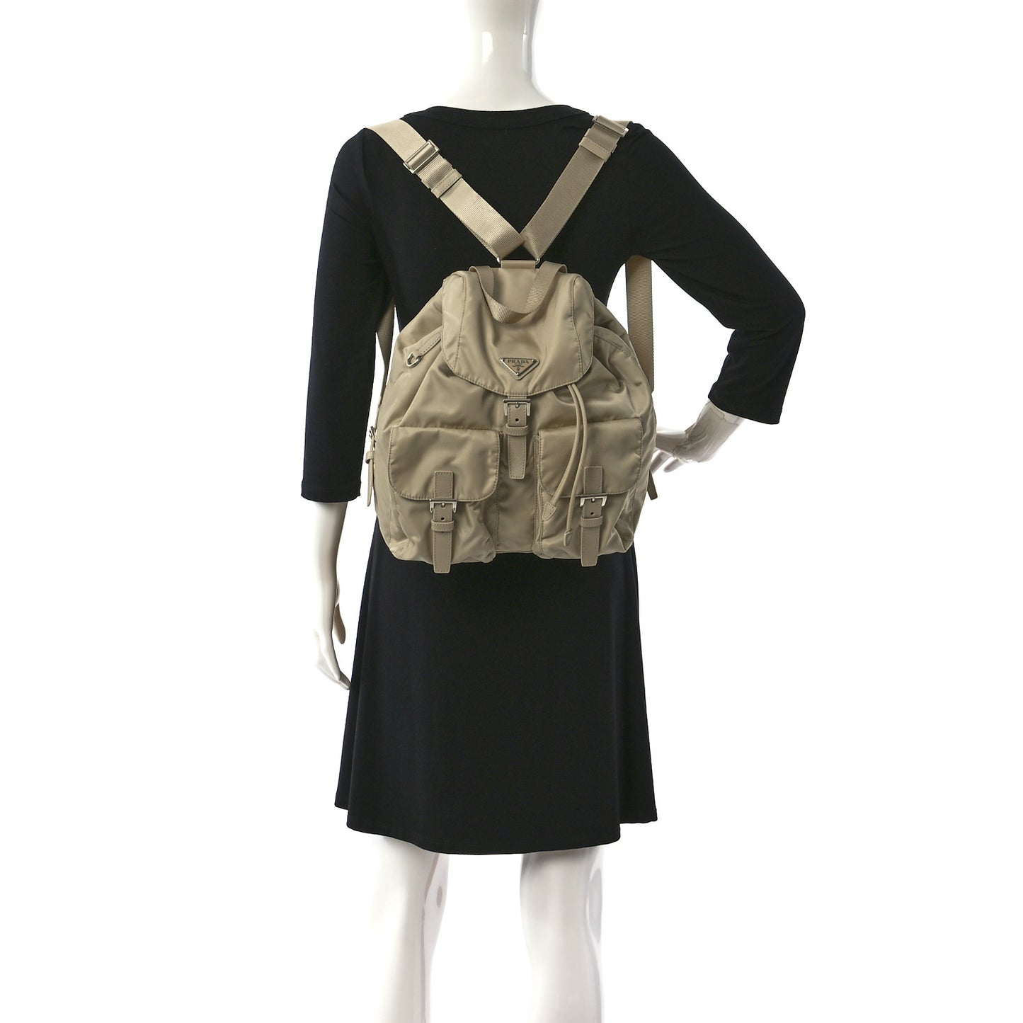 Nylon Saffiano Medium Backpack Deserto