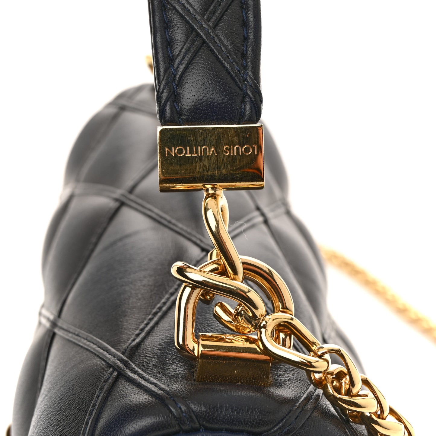 Lambskin Malletage Top Handle GO-14 MM Bleu Marine