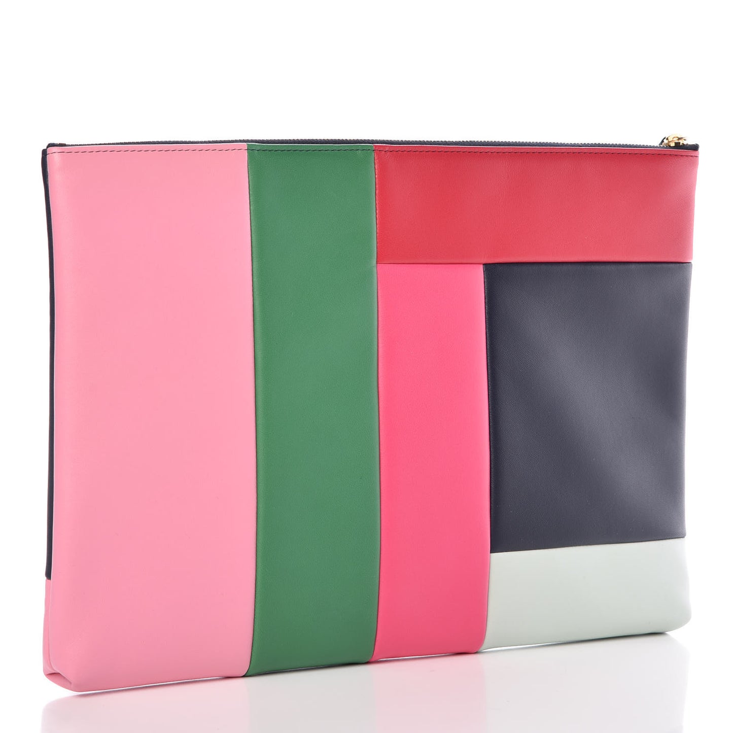 Lambskin Colorblock Cosmetic Case Multicolor