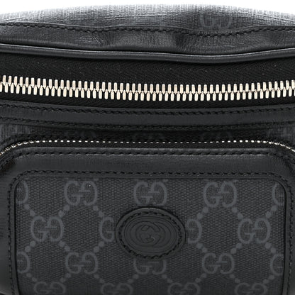 Gucci GG Supreme Monogram Textured Calfskin Retro Interlocking G Belt Bag Black 9 of 11