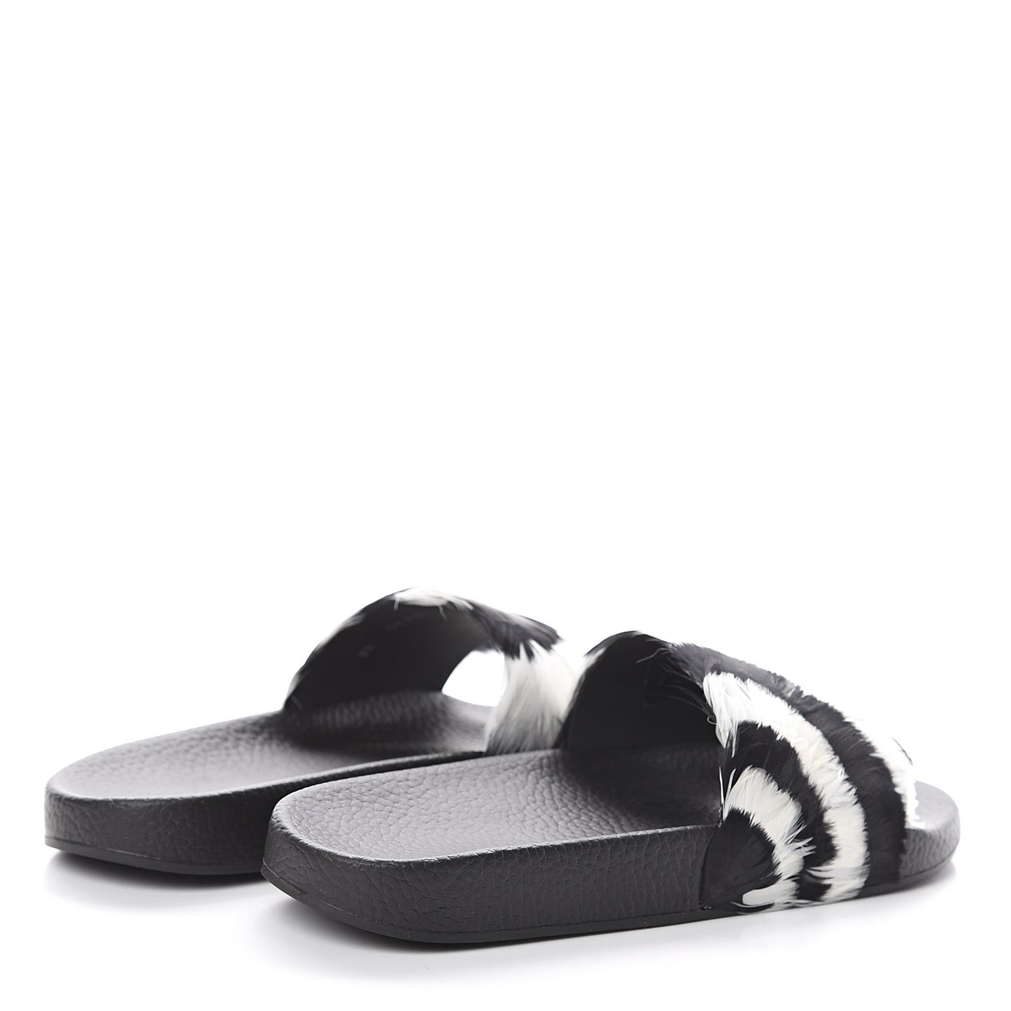 Rubber Feather Pool Slide Sandals 38 Black White