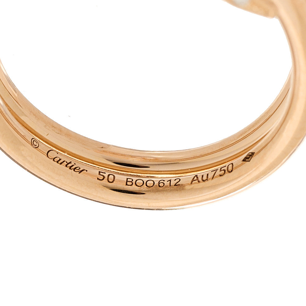 18K Pink Gold Diamond Double Juste Un Clou Ring 50 5.25