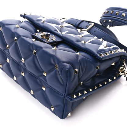Valentino Garavani Lambskin VLTN Print Candystud Top Handle Bag Navy 11 of 11