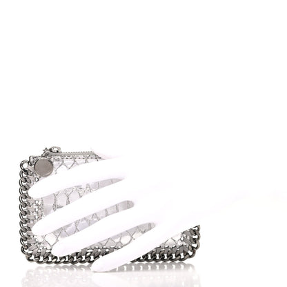 Stella McCartney Crocodile Embossed Falabella Zip Card Holder Silver 2 of 6