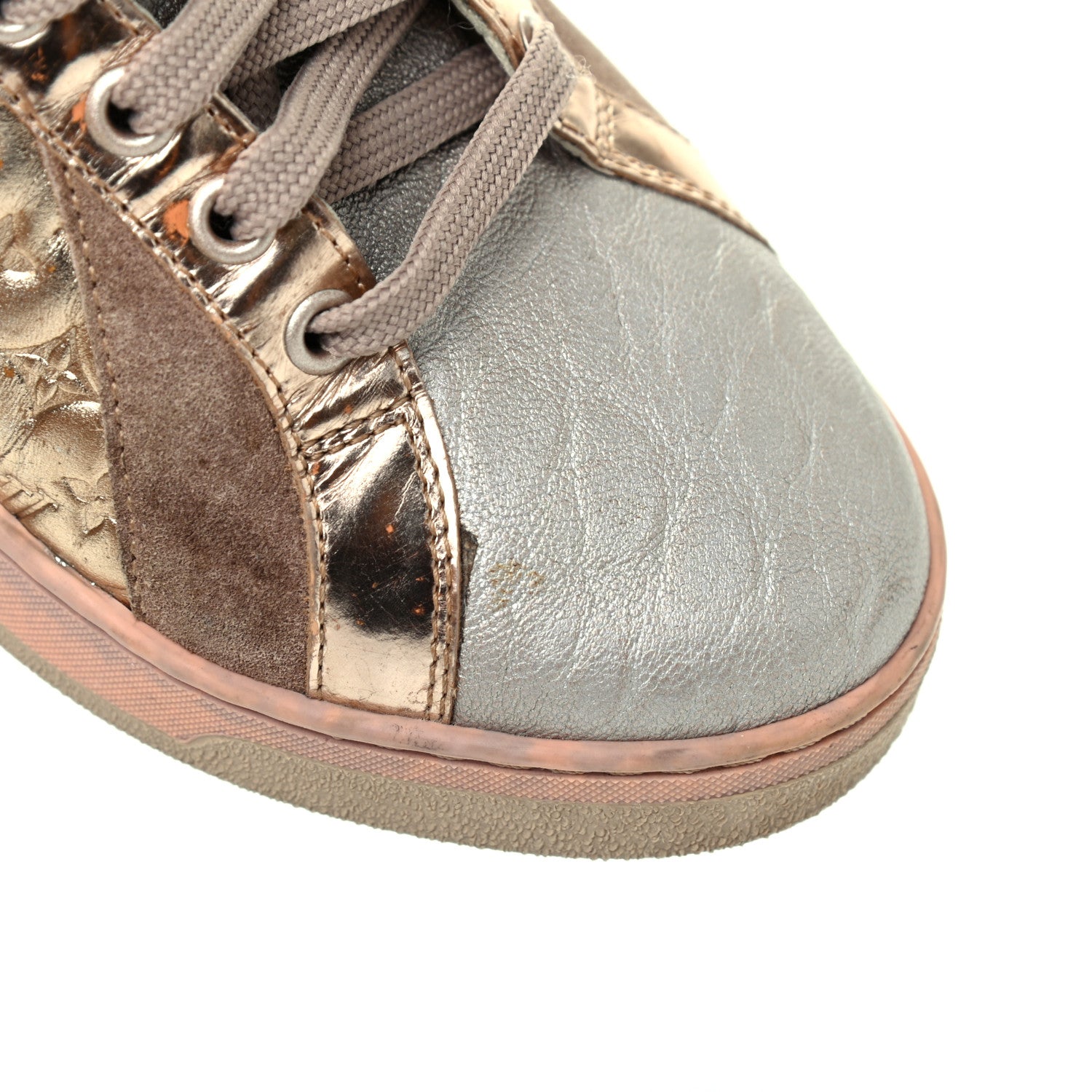 Louis Vuitton Calfskin Embossed Monogram High Top Sneakers 36 Gold 12 of 18