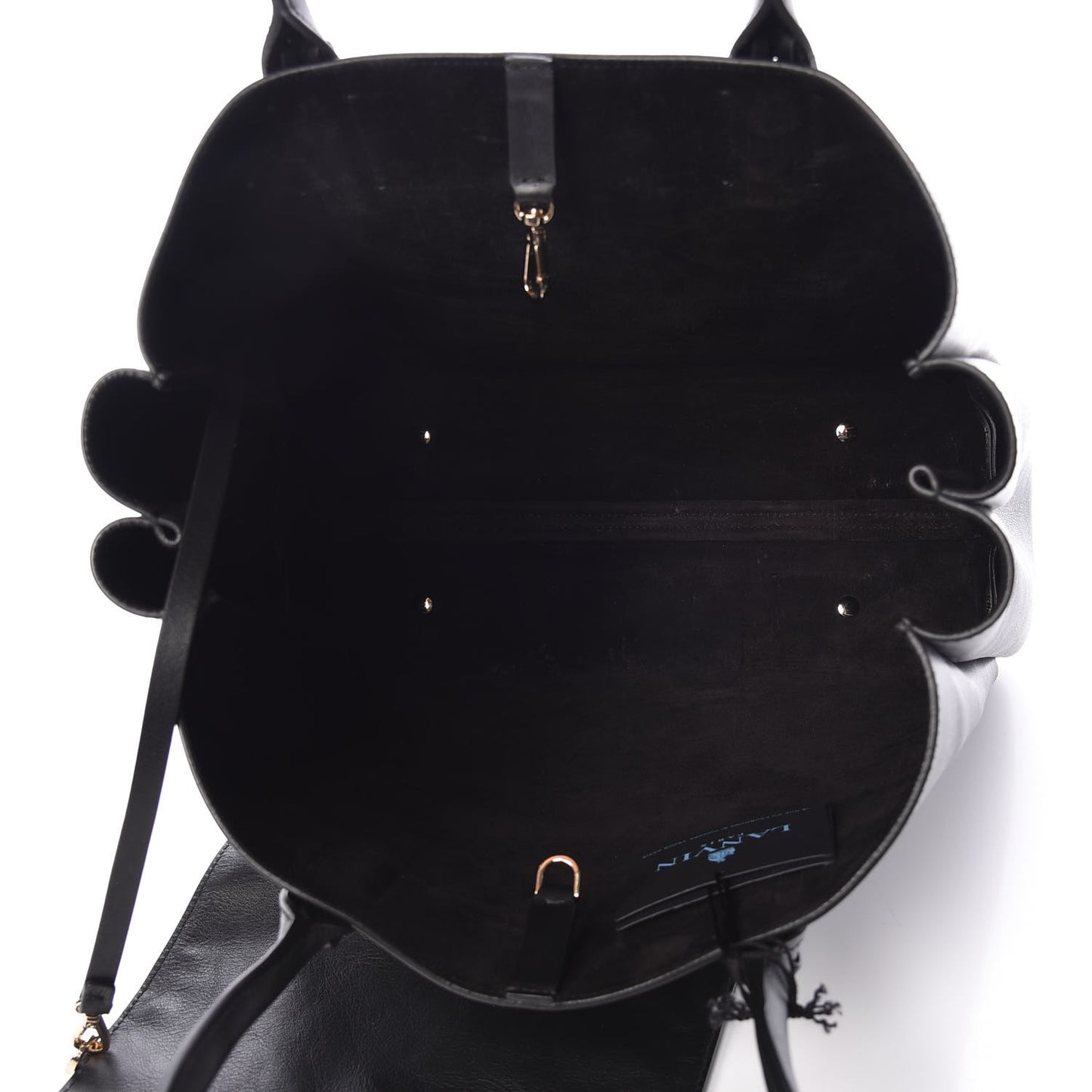 Smooth Calfskin Small Fringe Shopper Tote Black