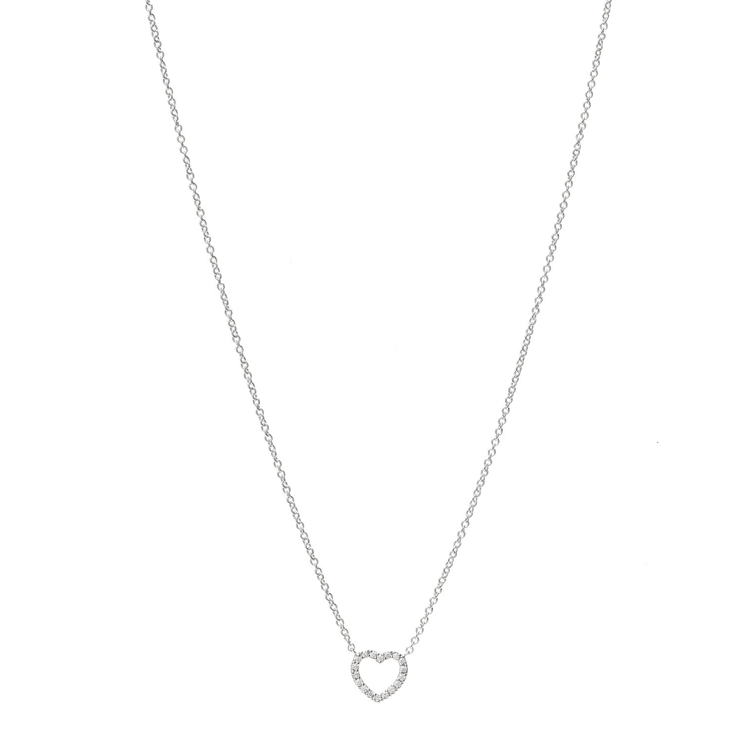 18K White Gold Diamond Metro Heart Pendant Necklace