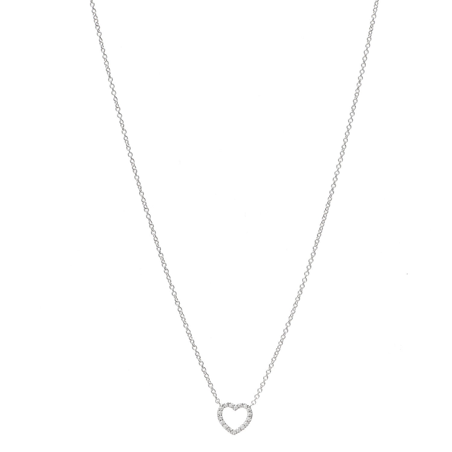 Tiffany 18K White Gold Diamond Metro Heart Pendant Necklace 1 of 5